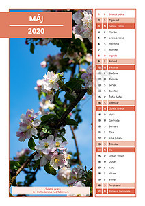 带有名称的斯洛伐克日历 202 年 5 月图片