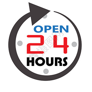 白色背景上的 24 小时服务标志  24 小时开放图标 fo图片