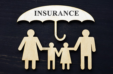 安全伞人寿保险概念 保护伞下家庭结构的图案背景