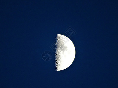 月亮半月 蓝天在暮光中图片