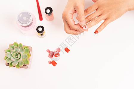 妇女修指甲和在手术过程中配有钉子形状抛光沉积紫外线表皮凝胶女性工具刷子盘子治疗图片