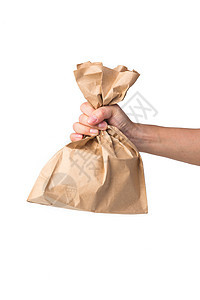 男人拿着棕色纸袋销售商业市场产品食物回收早餐店铺生态零售图片