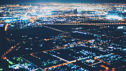 阿拉伯联合酋长国迪拜的空中夜景 大城市风景城市景政治酒店街道都市运输市中心天线景观奢华地标图片