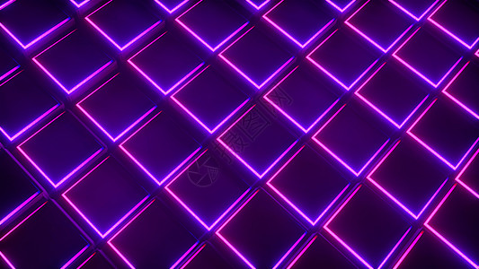 形成网格的霓虹立方体的 3d 渲染背景 计算机生成的抽象设计图片