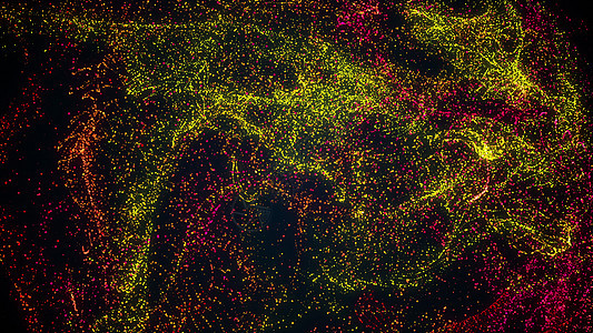 计算机生成的梦幻般的背景 从光网格过渡到旋转的细尘埃颗粒 沙子效果多色背景  3D渲染活力海浪宇宙涡流星星星系粒子波纹运动电脑图片