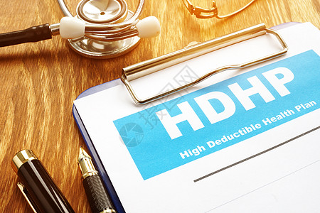 高可减免保健计划HDHP和剪贴板图片
