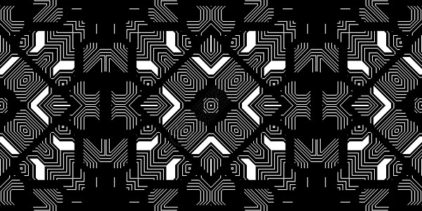 黑色白色无缝 Techno 线条图案 单色未来派几何背景 激光技术设计纹理图片