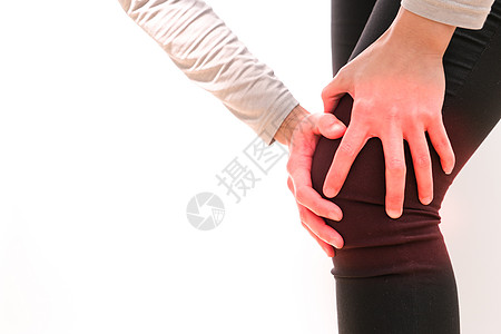 孤立妇女膝膝上的痛苦/伤害图片