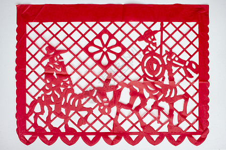 的一天 红色真正的传统墨西哥剪纸旗 在白色背景上被隔离图片