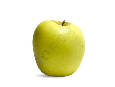 白色背景上孤立的一个绿苹果Name奶奶小吃生活农业植物食物饮食水果叶子营养图片