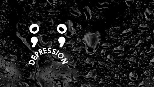 一对有动画的分号 看上去像一张悲伤的脸 背景上下着雨 萧条的概念图片
