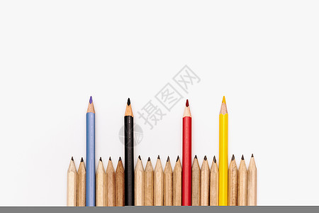领导型商业业务概念 白背景彩色铅笔辅导黑色职业勇气团队权威白色领导红色创造力图片