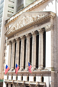 曼哈顿金融区纽约证券交易所纽约投资银行业经济旗帜商业首都风险股市交易市中心图片