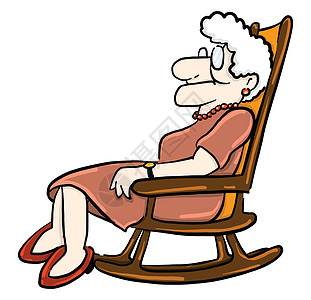 祖母坐在椅子上 插图 白色背景的矢量图片