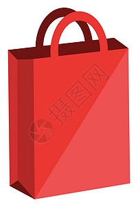 红色购物袋 插图 白色背景矢量图片