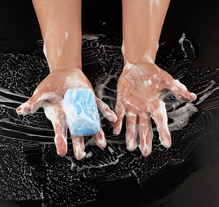 用蓝肥皂洗手的过程 身体的部位在wh消毒病菌感染预防气泡流感医院卫生清洁度浴室图片