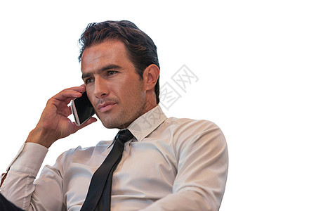 禁止商务人士在智能手机上交谈商业人士讲话经理雇主企业家电话男性管理人员休闲图片