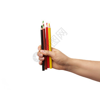 女性手握多色木铅笔图片
