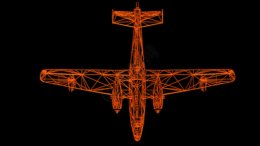 黑色隔离的飞机线模型  3D Renderin工程机器艺术引擎框架飞机创新骨骼工艺空气图片