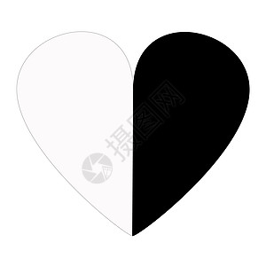 白色背景上的黑色和白色心形图标 平面样式 布拉图片