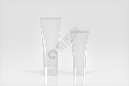 具有白色 background3d 渲染的空白化妆品瓶抛光化妆品广告小样身体药店产品奶油润肤塑料图片