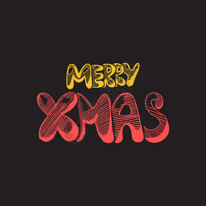 圣诞快乐 新年快乐标题横幅字体庆典刻字插图海报贴纸邀请函卡片图片