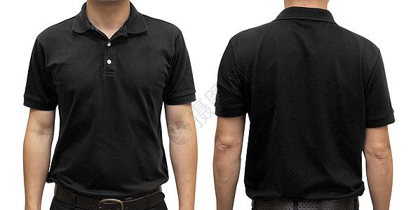 人类身上的黑色空白马球T恤 用于图形设计模拟u服饰衬衫小样男人身体青色海军打印嘲笑衣服图片