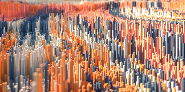 高密度像素立方体 landscape3d 渲染科学工业坡度橙子材料密度创造力宽屏技术网格图片