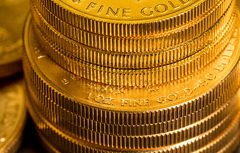 美国国库金鹰一盎司硬币金条市场柱子纯金储蓄基金反射生长金库现金图片