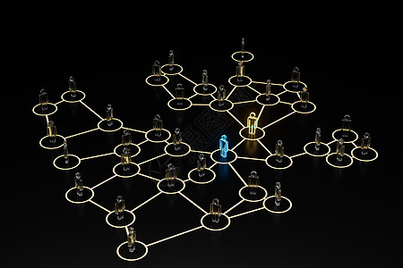 具有信息和通信 concept3d 渲染的发光小人经理商务工作社会首席领导人士职业合伙男人图片