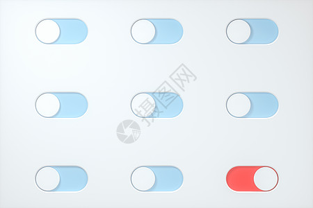 滑动开关和触摸按钮科学技术3d 渲染硬件部件力量网络控制插图材料界面网站用户图片