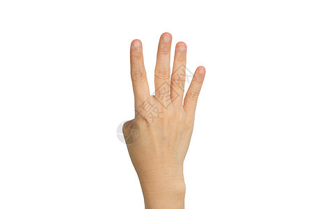 手数四手指女性数字商业数数卡片指针身体手势数学图片
