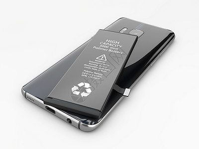 3d 电池和手机隔离灰色说明芯片通电活力力量充电器充值维修电话技术收费背景图片