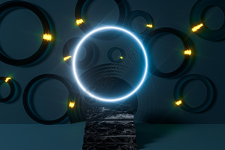 圆形背景素材 卡通房间 3d渲染艺术圆圈插图隧道漩涡商业气泡标识环形大理石图片