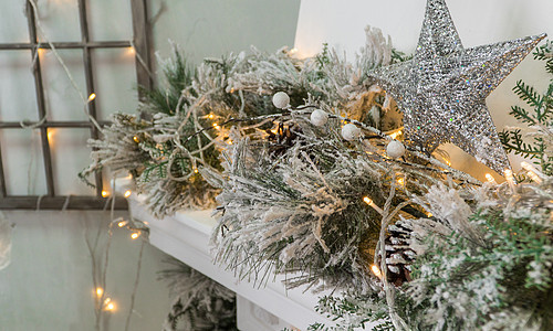 明亮的圣诞装饰装饰品云杉松树玩具季节庆典木头假期传统新年图片