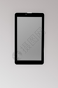 黑暗背景上的黑色平板块展示软垫电子空白互联网灰色屏幕监视器工具电脑图片