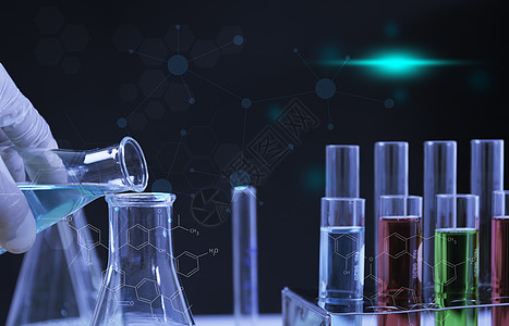 玻璃实验室化学测试管 装有液进行分析用的液体科学家生物化学家化学品烧瓶化学药品测试烧杯管子图片