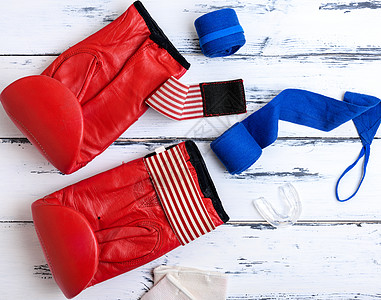 拳击手套 蓝色纺织品绷带 硅防毒剂图片
