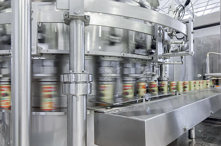 罐头工厂罐头装瓶饮料工厂机器技术作坊生产输送带植物包装自动化引擎商业背景