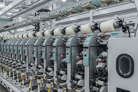 一家纺织厂的线条羊毛纺纱衣服工厂棉布技术丝绸自动化纤维材料图片
