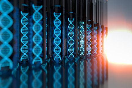 试管和染色体 DNA 和基因 3d 渲染科学技术遗传学测试化学生物学生物生活实验室插图图片