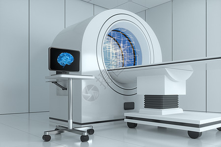 白色空房间的医疗设备CT机 3D翻接治疗实验室探测器放射科计算机化外科医生机器预防电脑图片