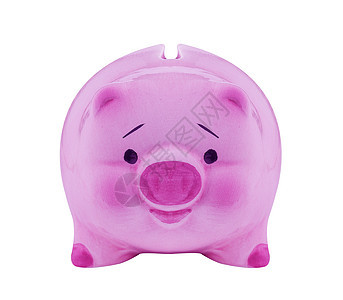 白背景的孤立小猪银行订金硬币安全白色财富基金退休投资粉色货币图片