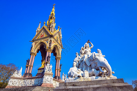 Albert纪念馆 位于联合王国伦敦Kensington花园建筑学纪念碑王子纪念馆旅游雕像历史英语地标图片