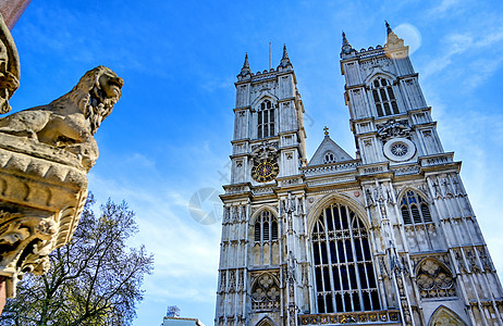 威斯敏斯特修道院 在英国伦敦阳光明媚的一天大教堂王国宗教建筑教会历史地标文化建筑学旅行图片