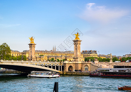 法国巴黎的亚历山大三世教皇会议旅游城市建筑学景观雕像首都地标纪念碑日落旅行图片