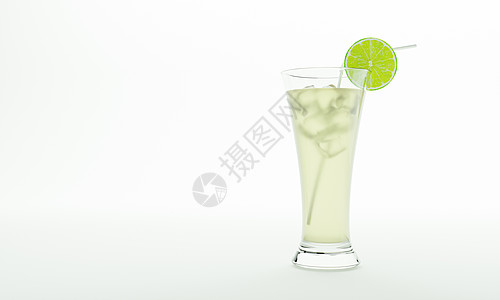 柠檬汁在一个高高的清澈玻璃里 用冰块图片