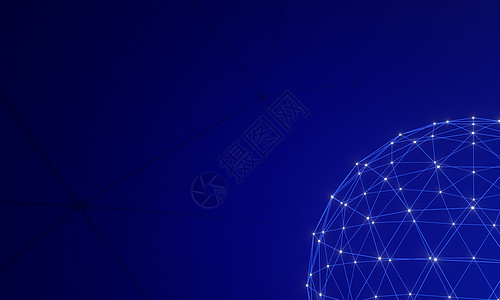 深蓝色渐变上的网络连接点和线技术互联网线条多边形数据创造力社会蓝色3d科学图片