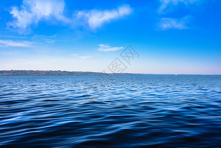 海平面海景和几乎清晰的深蓝天空     背景水图片