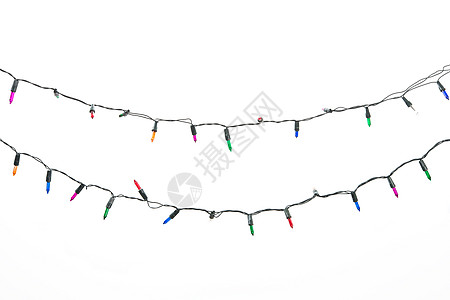 白色背景上的串有线灯泡庆典墙纸装饰问候语季节派对假期细绳卡片风格图片